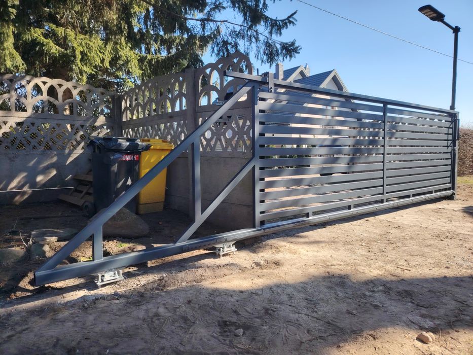 Brama przesuwna 5m grafit antracyt montaż transport