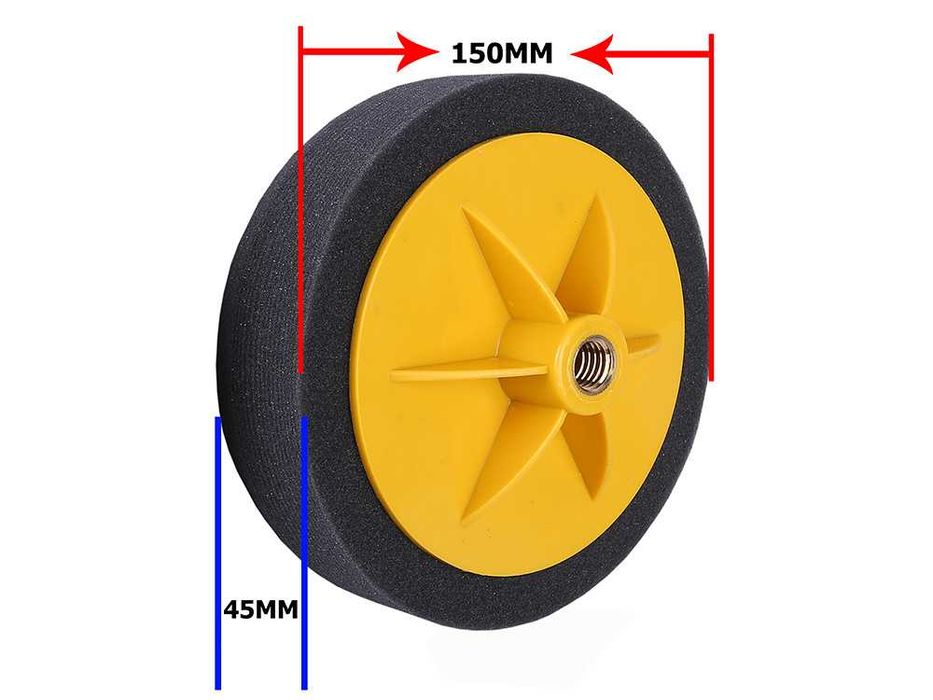 GĄBKA POLERSKA 3 Sztuki ZESTAW. M14 - 150 mm. + Adapter na WIERTARKĘ