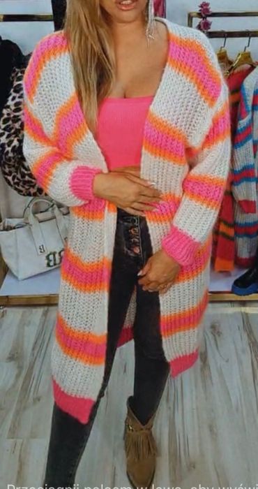 Kardigan długi sweter uni nowy