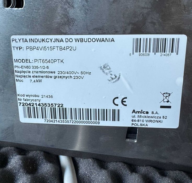 Płyta indukcyjna Amica PIT6540PTK