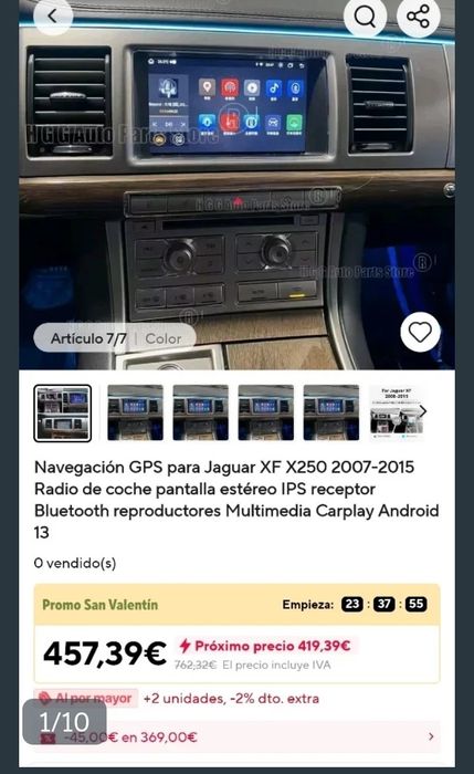Vendo radio Android jaguar xf 2009