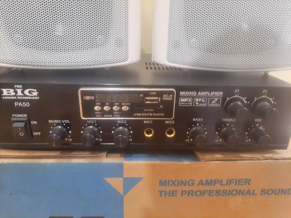 Транляцыонный усилитель BIG PA50 2 zone usb/mp3/fm/bt . КОЛОНКИ  BIG