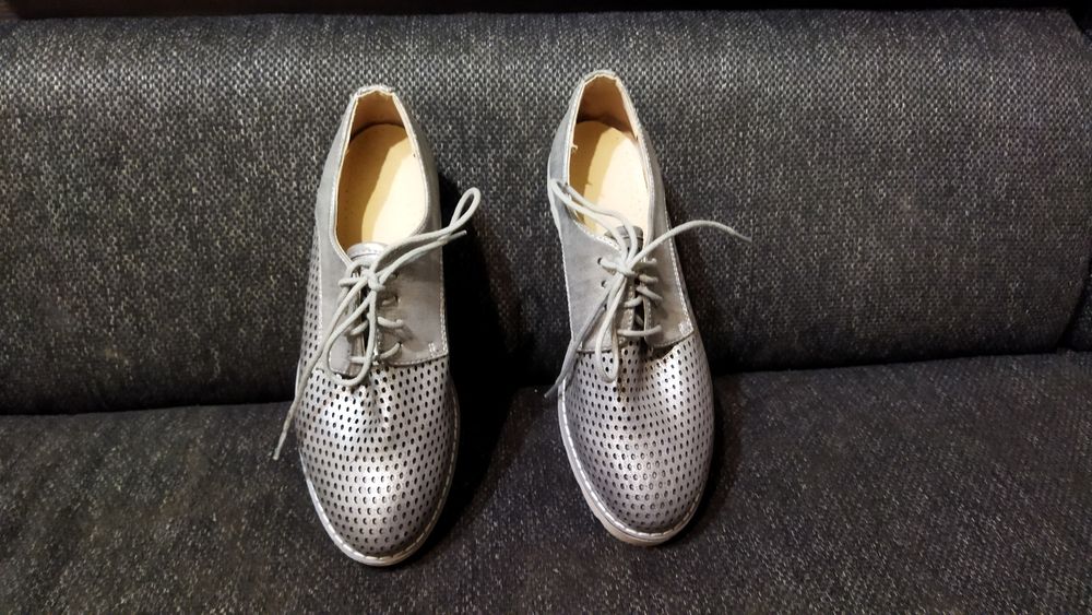 Buty półbuty srebrne damskie rozmiar 38