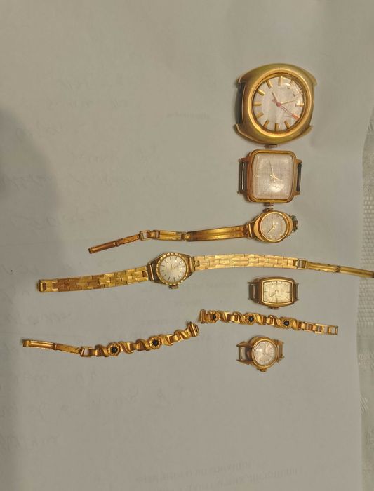 Советские позолоченные часы Заря Лира Позолота СССР