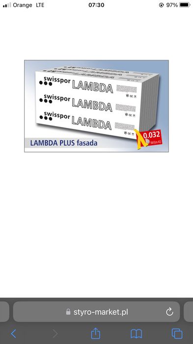 Styropian swisspor Lambda 20cm