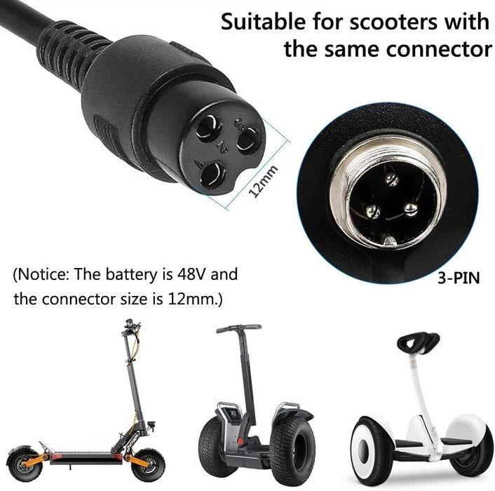 Carregador 54,6V 2A 3Pin GX16 Trotinete Elétrica