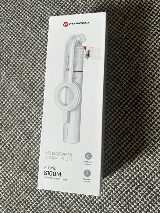 Stick de selfie FORCELL F-GRIP MagSelfie S100M com comando remoto sem fios branco