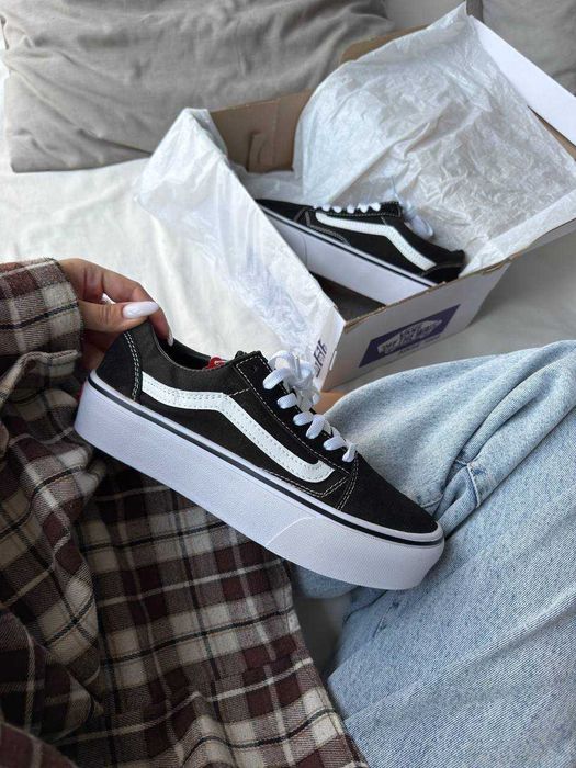 Кеди Vans Old Skool Classic Black White (36-45) — стильні чоловічі та жіночі Ванс Олд Скул, чорно-білі, замша