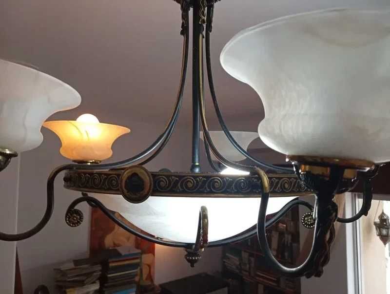 Candeeiro de teto Vintage em Ferro Preto e dourado*