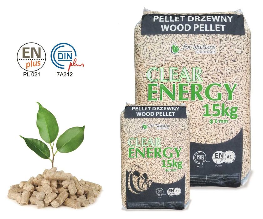 Pellet FOR NATURE  Clear Energy  EN Plus,czyste spalanie,mało popiołu