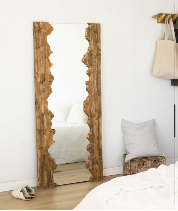 Espelho de Chão/Parede em Madeira Maciça – Ideal para Hall ou Quarto