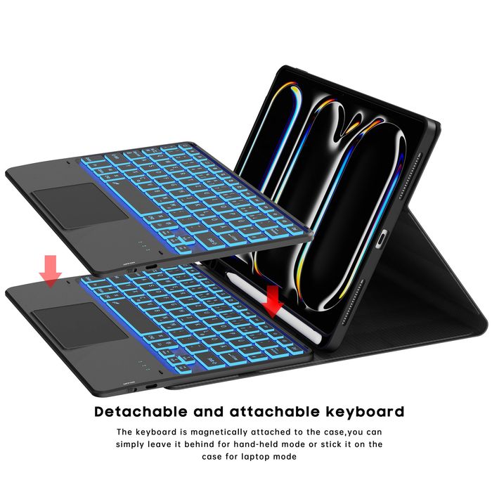 Etui klawiatura iPad Pro 11 M4 2024 - podśw. QWERTZ czarne