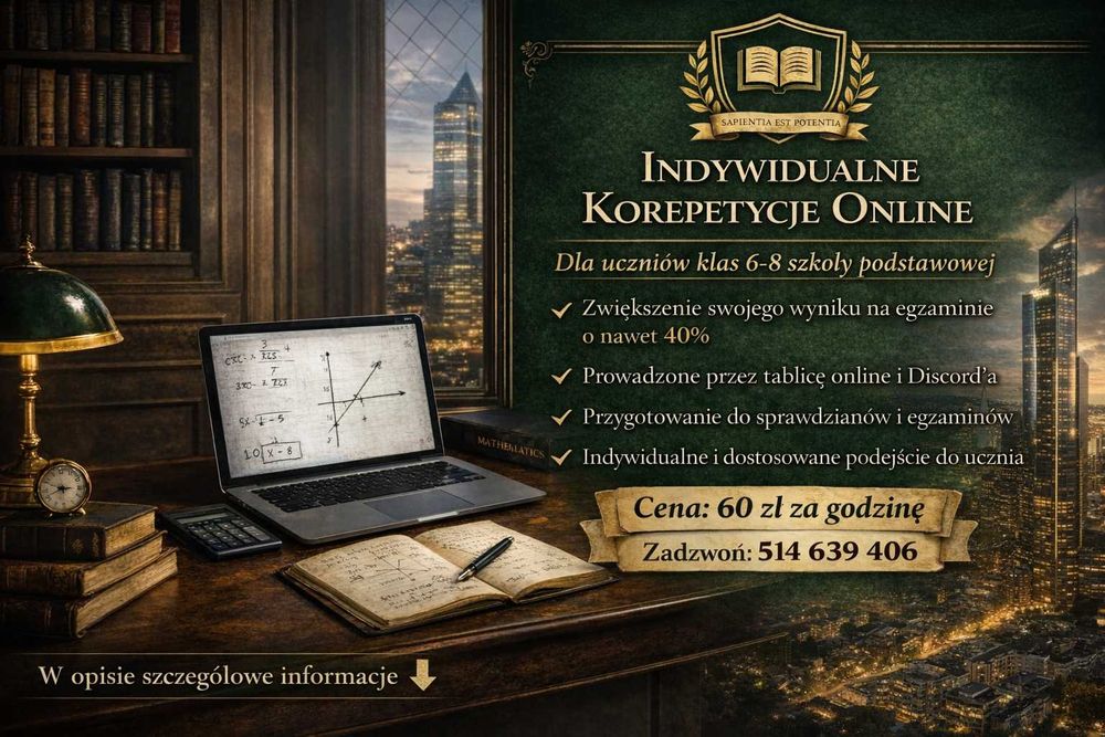 Korepetycje online z matematyki ze studentem dla klas 6-7-8