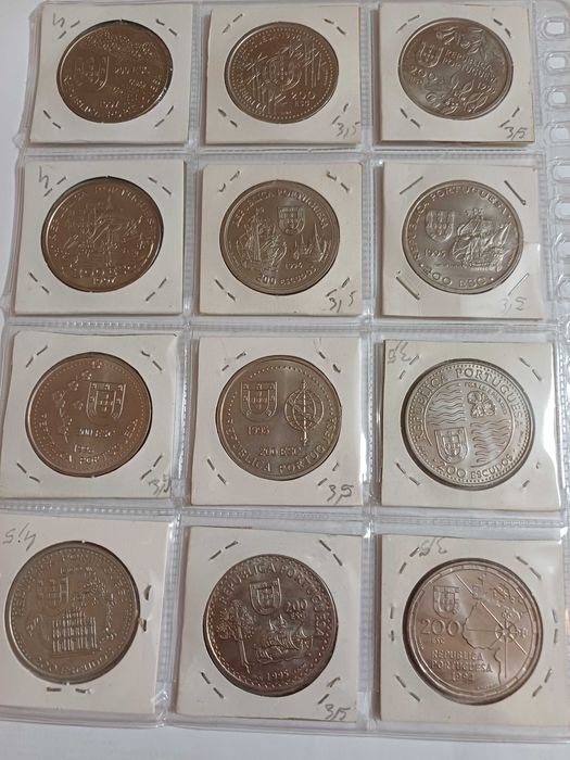 35 MOEDAS COMEMORATIVAS de 200$00 de 1991 até 1999 em Cupro-Niquel