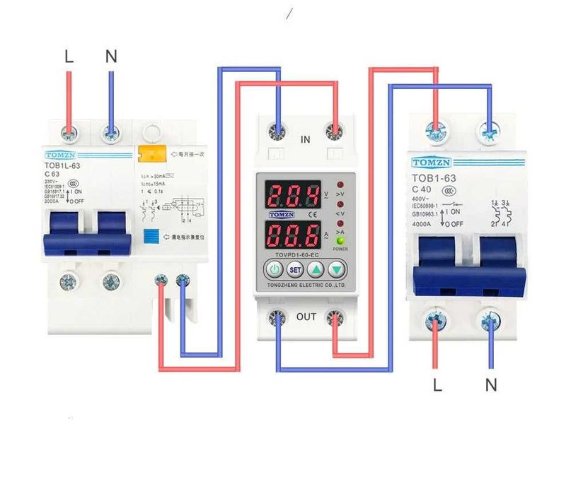 Реле контролю напруги напряжения TOMZN [TOVPD1-40-EC]-40A 63А