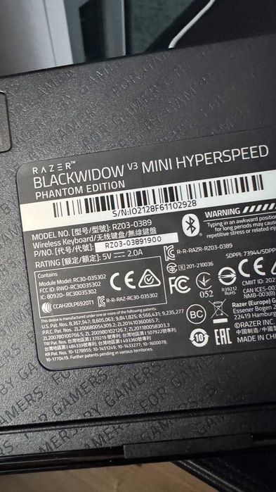 Razer BlackWidow V3 Mini HyperSpeed Phantom Edition