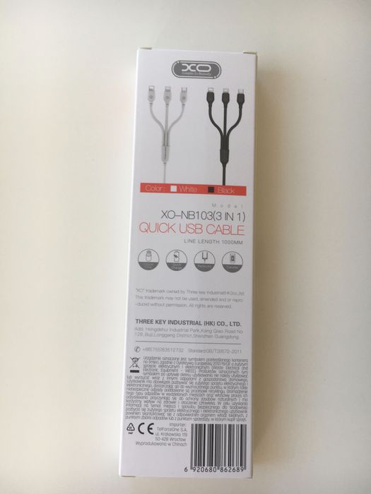 Kabel USB 3w1 micro USB, Lightning, USB typ C