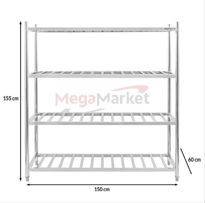 Regał gastronomiczny Mega-M 150x60x155 | stal nierdzewna