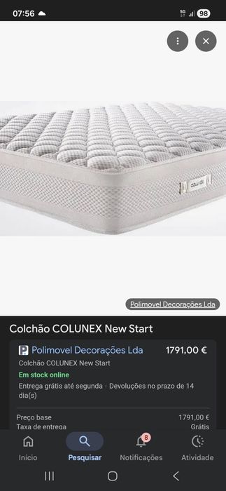 Colchão Colunex King sise 2mx2m semi novo
