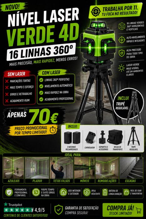 Nível Laser 16 Linhas com Tripé Novo