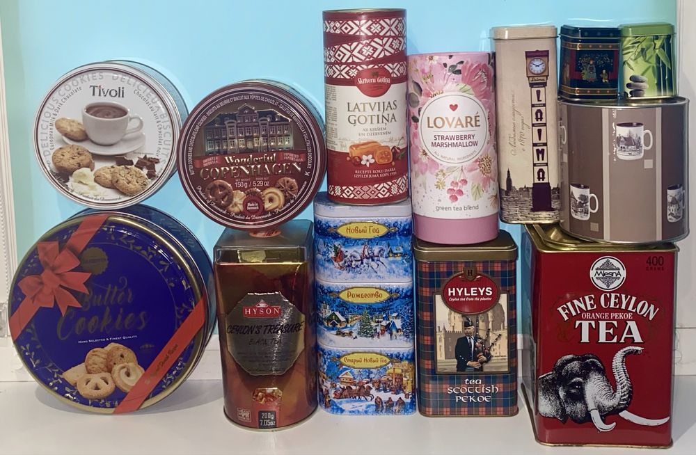 Жестяная банка для чая, печенья. Металева банка чай Різдво Новий рік