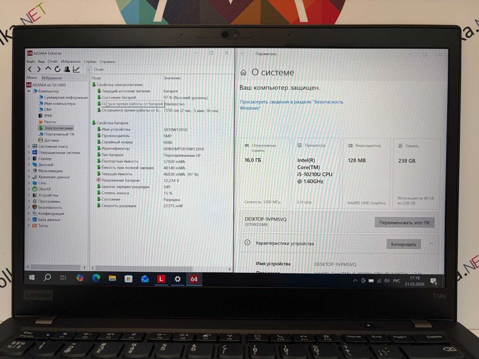 Lenovo ThinkPad T14s Gen 1 14" FullHD/i5-10210u/16 RAM/256 SSD №2