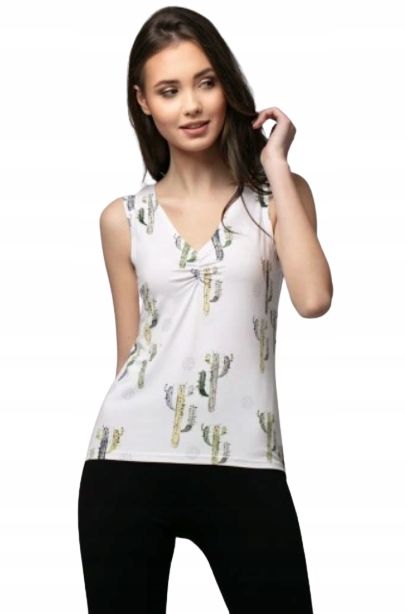 Violana Biała Bluzka Krótki Rękaw R. L