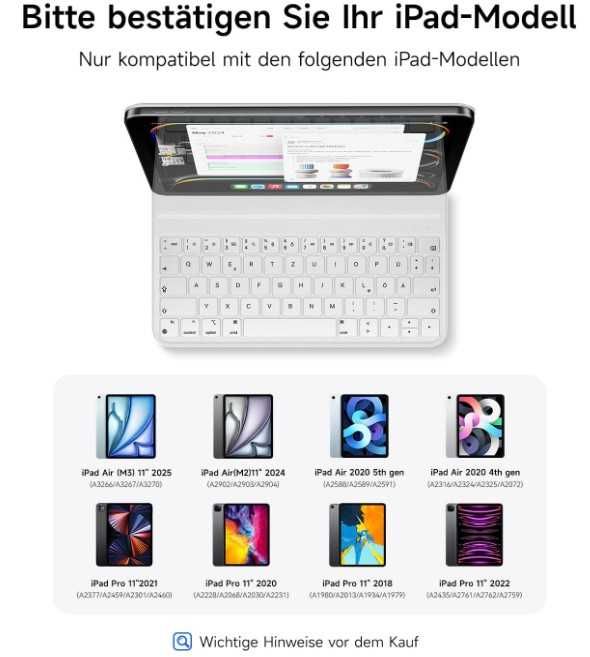 Etui z klawiaturą do iPad Pro 11" kolor biały HOU