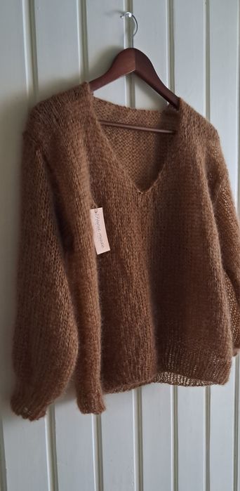 Sweter mgiełka moher z jedwabiem Handmade.