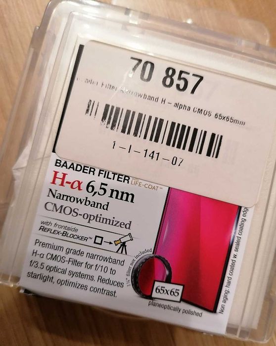 Filtr baader H-alpha 6,5nm 65x65 mm nieużywany do teleskop
