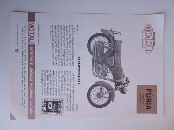 Folhetos Motalli motorizada tricarro antigo 50 cc Braga