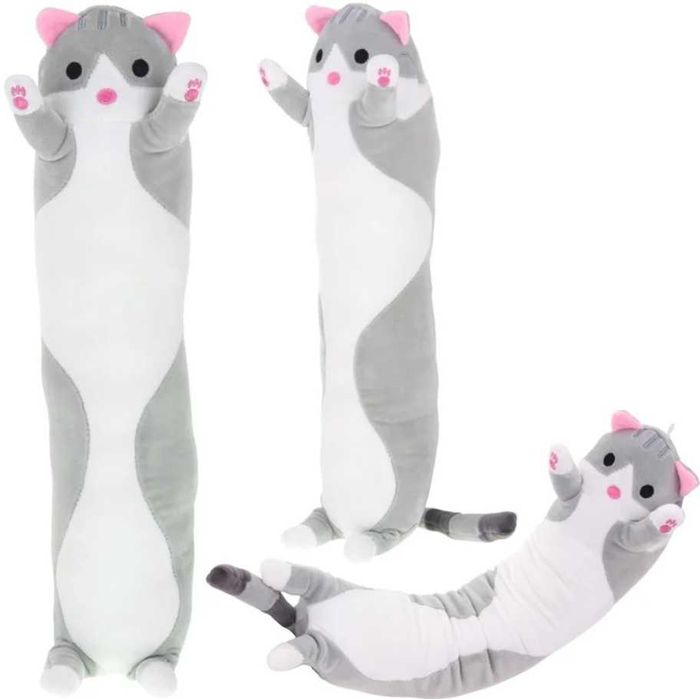 Zabawka Maskotka Kot Długi Pluszak 50cm Biało-Szary kod 2105