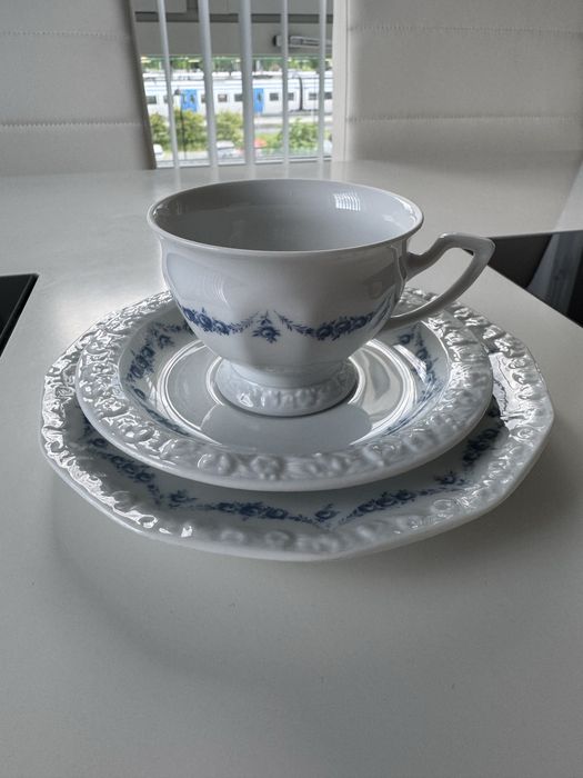 Rosenthal Maria Rosenkante Blau - trio porcelanowe