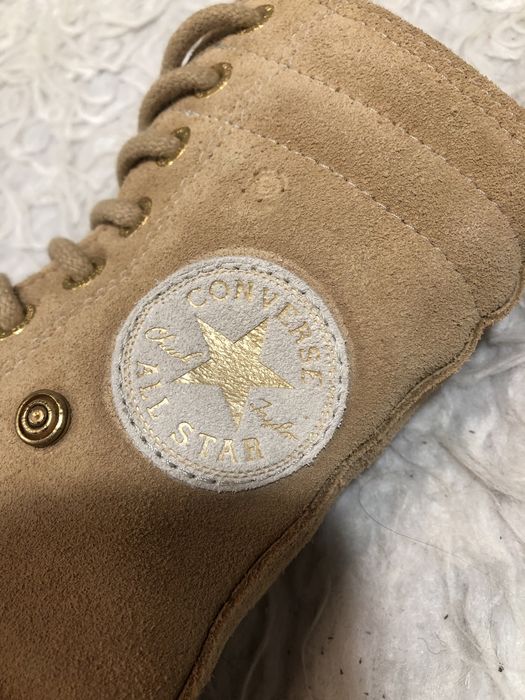 Buty Converse Leather Brown Sz 4 X Hi Tall Knee wool 39 24,5 cm beżowe