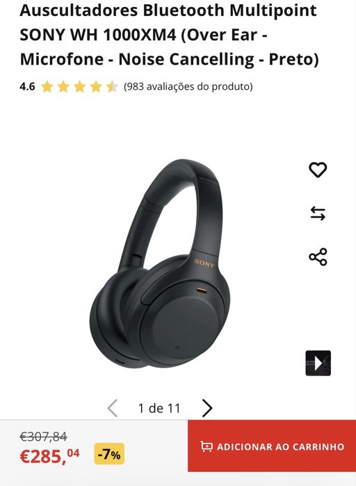 SONY WH 1000XM4 (Over Ear - Microfone - Noise Cancelling -)