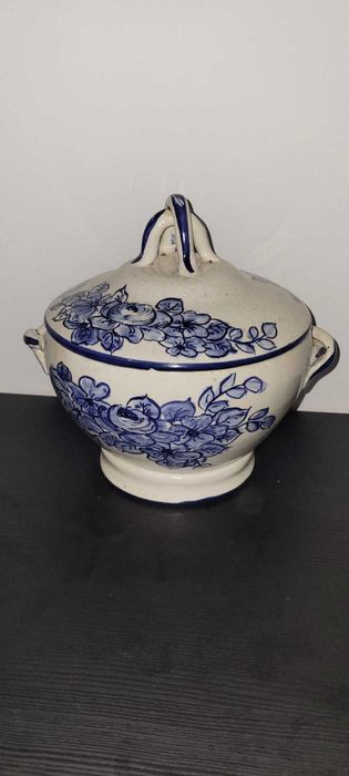 Terrina /Taça com Tampa em Cerâmica de Aveiro Pintada à Mão (CERICOOP)