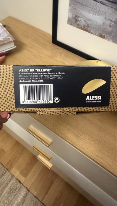 NOWY Alessi ABI07 BR Ellipse pojemnik - mosiądz z reliefem Półmisek