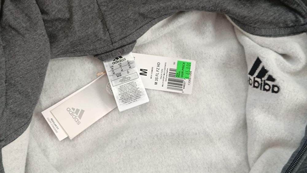 NOWA Bluza męska z kapturem rozpinana ADIDAS ESSENTIALS roziar M