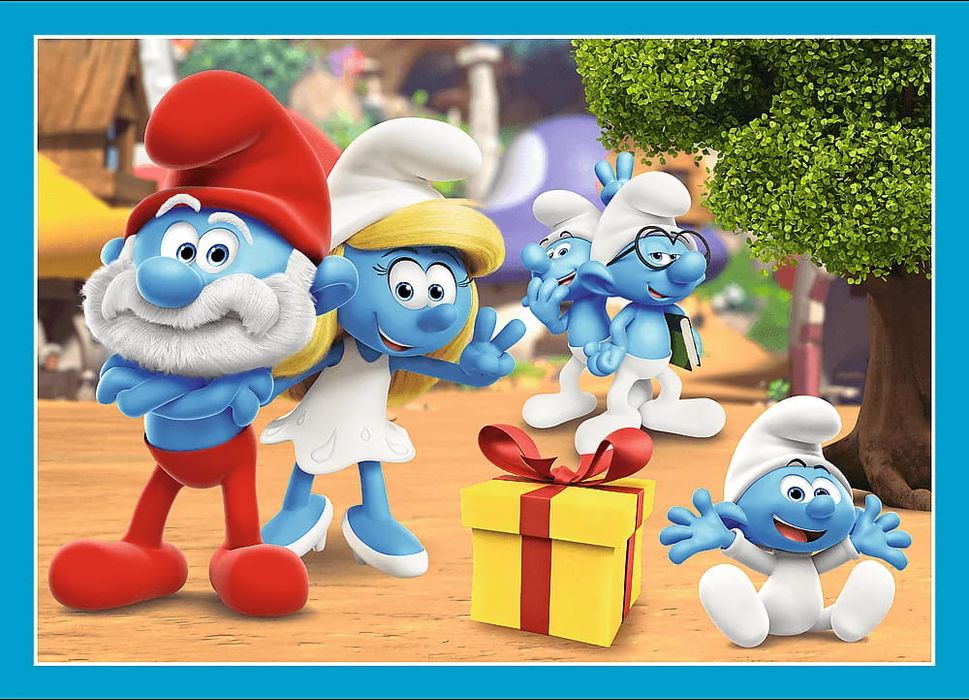 Puzzle 4w1 4+ SMERFY - Wioska Smerfów | SMURFS Dla 4-latków