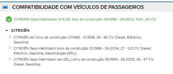 Pastilhas travões para Citroën e Peugeot.