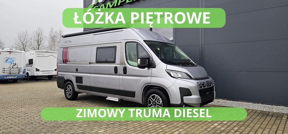 Giottiline GIOTTIVAN 60B Piętrowe łóżka FULL LED Automat Fiat Ducato RAPIDO gr.  ZIMOWY CAMPERVAN Truma Diesel 4 osobowy ŁÓŻKA PIĘTROWE SEZON 2026