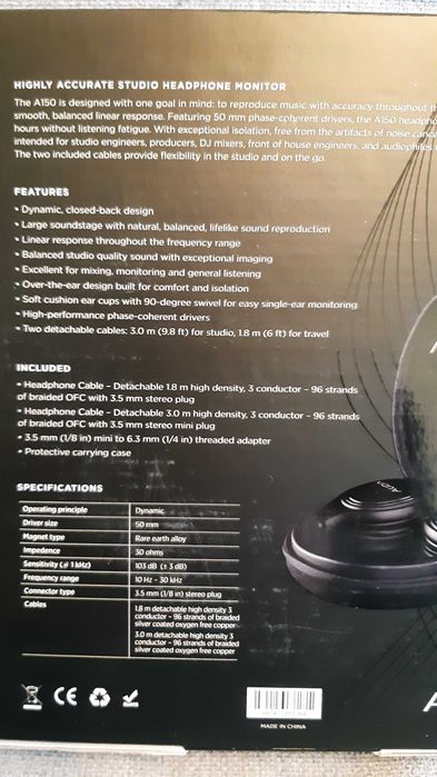 Słuchawki studyjne Audix A150