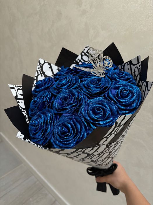 Elegancki bukiet handmade z róż | 14 róż ze wstążki | Gotowy prezent