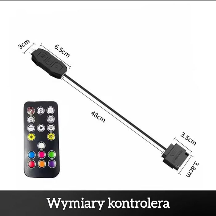 Kontroler ARGB 5V 3-pin + pilot + rozdzielacz