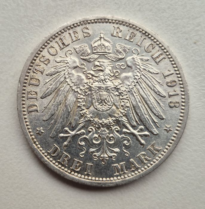 Німеччина 3 марки 1913 р. Вільгельм в Мундирі срібло