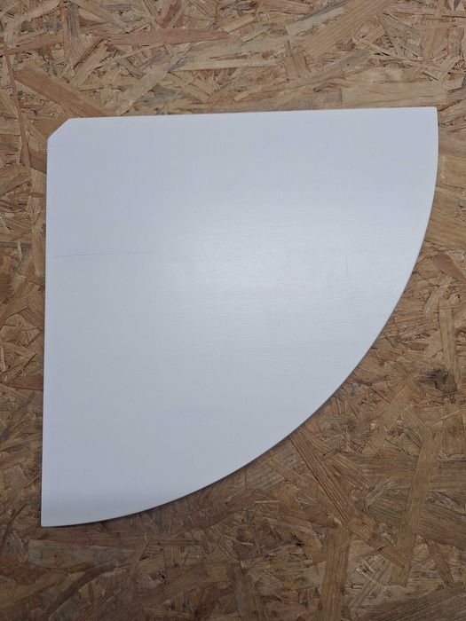 Półka narożna, półka wisząca, biała, lite drewno dębowe promień 35cm