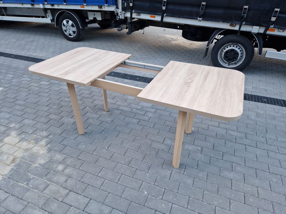 Nowe: Stół 80x140/180 + 6 krzeseł, sonoma + mateliczny granat, transPL