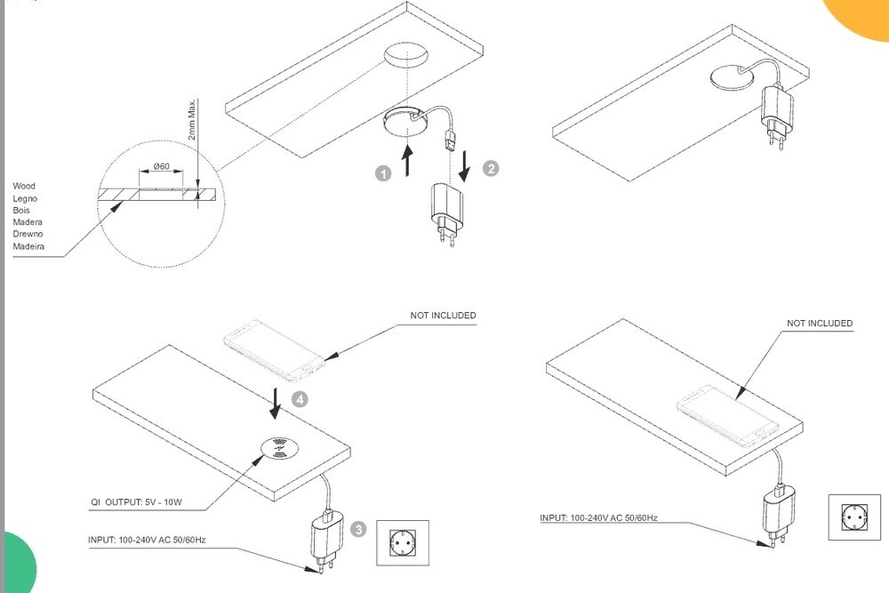 Carregador sem fios oculto para telemóvel