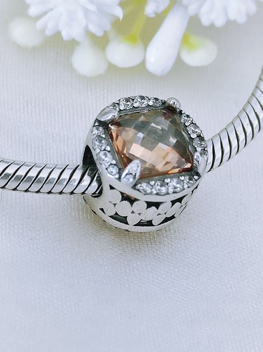 Klejnot w kolorze herbacianym charm's koralik s 925