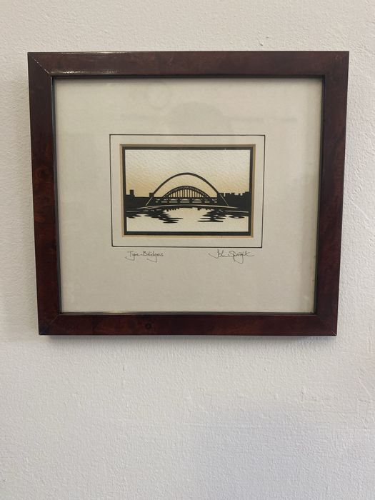 Grafika orginalna praca Johna Speighta mosty Tyne